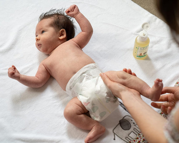 Baby getting massage with Gaia Baby Oil