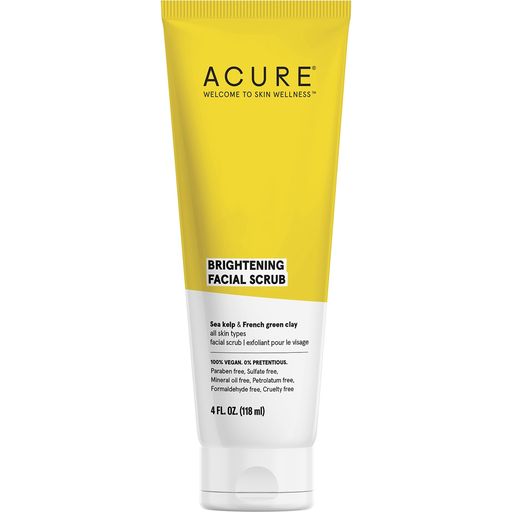 Acure Brightening Facial Scrub tube on a white background.