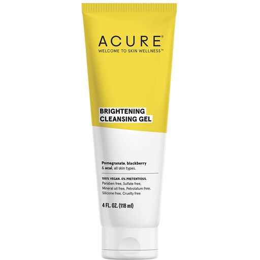 Acure Brightening Cleansing Gel tube on a white background.